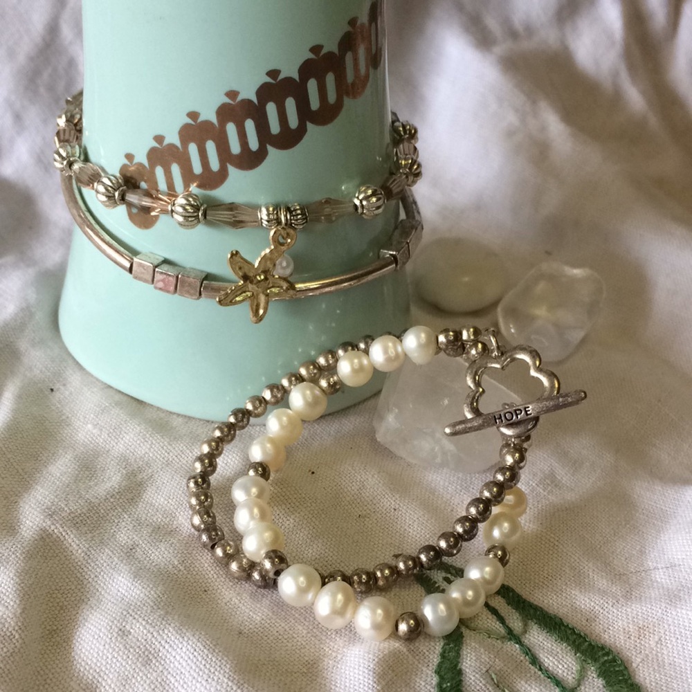 Set of 3 silver bracelets